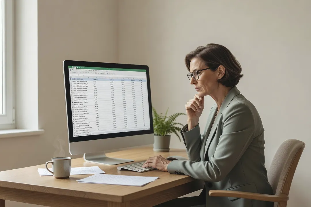 Formateur consultant une liste d'organismes de formation ciblés sur son écran d'ordinateur