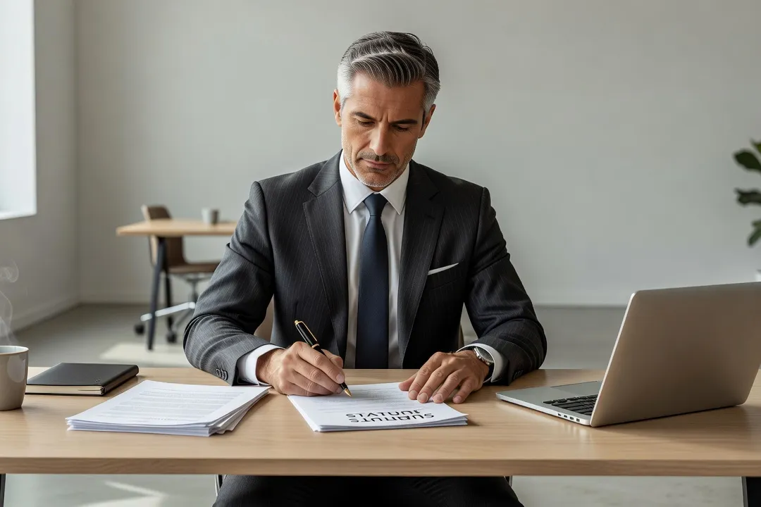 Formateur signant les statuts juridiques de création de sa société SASU
