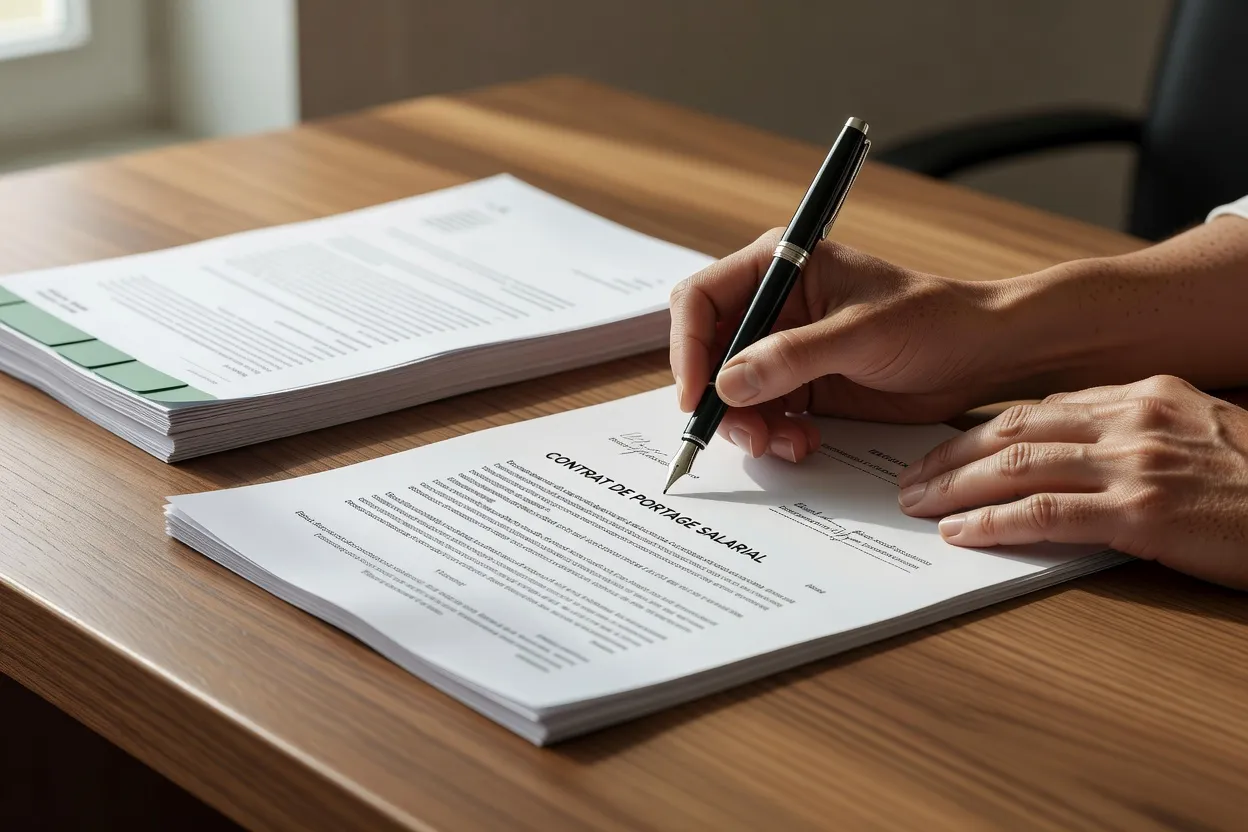 Signature d'un contrat de portage salarial entre un formateur et une conseillère