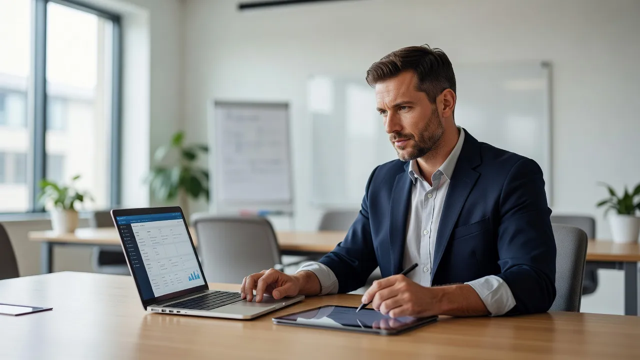 Formateur utilisant l'intelligence artificielle pour préparer un cours